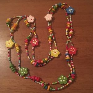 Long Colorful Beaded Flower Necklace